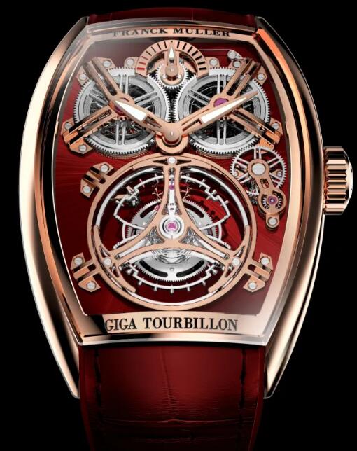 Franck Muller Curvex CX Giga Tourbillon Replica Watch Cheap Price CX 38L T G PR SQT Rose Gold Red Dial